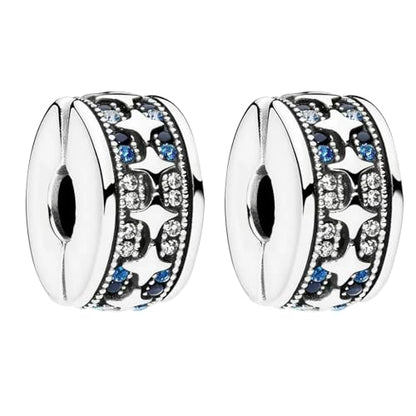 Clip Stopper Spacer Charms for Bracelets Necklaces, Compatible with Pandora,Jewery Making DIY - style: Twinkling Pavé Clip