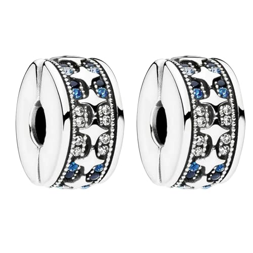 Clip Stopper Spacer Charms for Bracelets Necklaces, Compatible with Pandora,Jewery Making DIY - style: Twinkling Pavé Clip