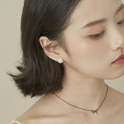 18K Gold Plated 925 Sterling Silver Shell Pearl Stud Earrings,Hypoallergenic to Sensitive Ears - style: D_L - 10mm - Silver