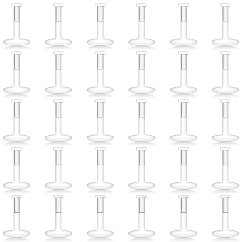 Lcolyoli 30PCS 16G 18G Clear Nose Studs Push Top Piercing Retainers 2mm Flat & Ball Top Bioflex Lip Rings Labret Retainer for Women Men 6-10mm Bar Length - color: Flat Top-30Pcs-18G-0.28"