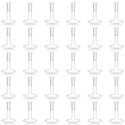 Lcolyoli 30PCS 16G 18G Clear Nose Studs Push Top Piercing Retainers 2mm Flat & Ball Top Bioflex Lip Rings Labret Retainer for Women Men 6-10mm Bar Length - color: Flat Top-30Pcs-18G-0.28"