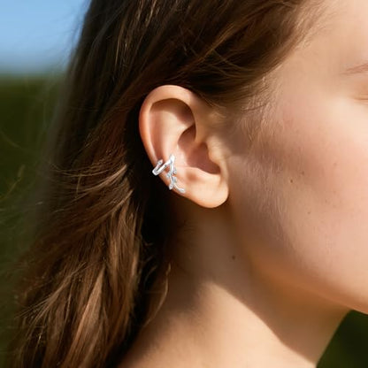 Celtic Knot/Celtic Knot/Bat/Filigree Viking Earrings 925 Sterling Silver Non Piercing Ear Cuff Earrings Cool Earring Cuff for Women Men - color: Leaf Ear Cuff