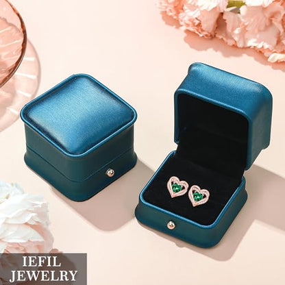 Iefil Birthstone Earrings for Women - 925 Sterling Silver Heart Stud Earrings Birthday Gifts for Women - color: Rose-Gold-Plated-03-Mar-Created Aquamarine
