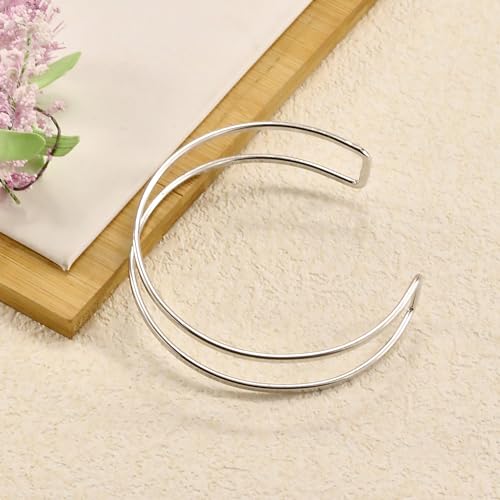 Todenb Upper Arm Cuff for Women Minimalist Adjustable Arm Band Gold Silver Arm Cuff Multi-Layer Arm Bracelet Upper Arm Jewelry - color: Silver Parallel
