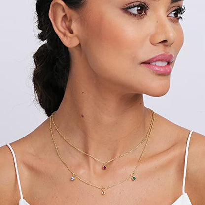LeCalla Italian Sterling Silver Layered Necklace Handmade Multi Row Layering Necklaces for Women - color: Zirconia Layered