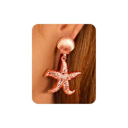 Gold Chunky Earrings for Women Trendy, 14K Gold Plated Dainty Kont Earrings Statement Minimalist Hypoallergenic Stud Earrings - color: Alex & Rosegold