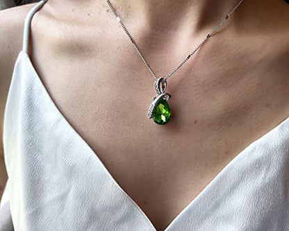 4 Pieces Fashion Teardrop Crystal Rhinstone Pendant Necklace Earring Bracelet Jewelry Set for Women Lady Wedding Birthday Party Prom Gifts - color: Green