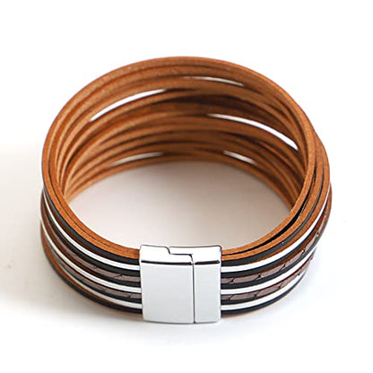 hotoo Leather Wrap Bracelet for Women - color: Black Leather Bracelets