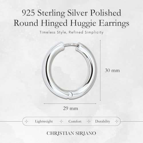 18K Gold Plated Sterling Silver Earrings for Women – Pure & Polished, Twist, Square, Hinged Tube, Abstract & Heart Shape Hoops – Lightweight, Hypoallergenic, Non-Tarnish Jewelry (Sizes: 3x35mm-46x30mm) - color: Silver, size: Hinged Tube (5x30mm)