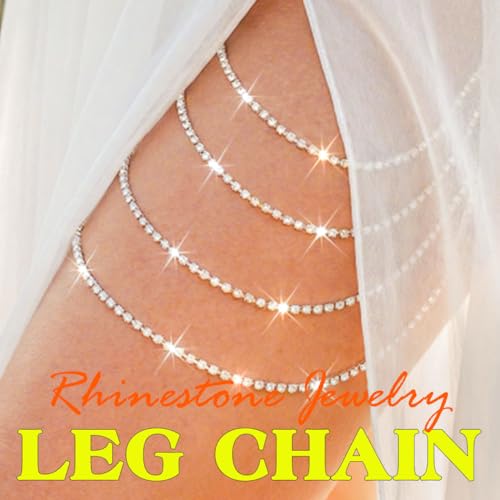 REETAN Thigh Garter Belt Rhinestone Leg Chain for Women - style: Style A-Silver