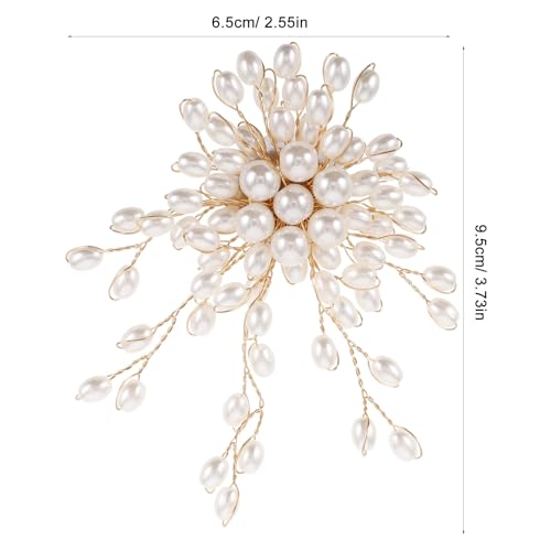 Pearl Brooch Pin Floral Faux Pearl Sweater Clip for Women Button Jewelry Accessory for Dresses and Jackets