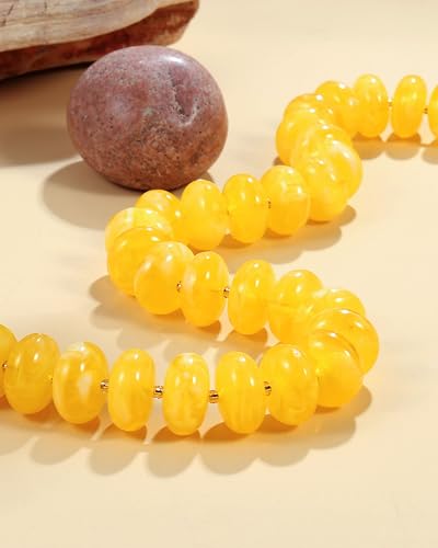 Elegance 11 designs Colorful Chunky Beaded Necklace for Women,Thick Acrylic Disc Bead Choker Statement Necklace Cute Trendy Necklaces Jewelry Gifts for Women - color: Yellow