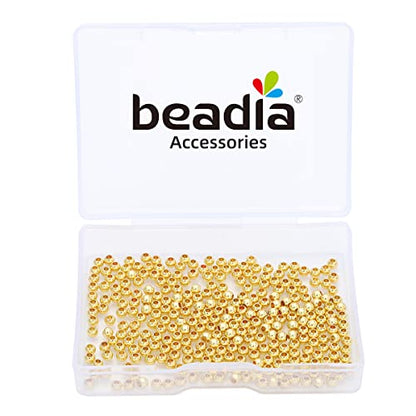 14K Gold Plated Round Spacer Beads 3mm 300pcs for Jewelry Making Findings Non Tarnish - color: 14K Gold, size: 3mm