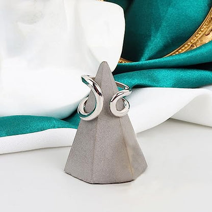 925 Sterling Silver Rings Handmade Rings Adjustable Open Teardrop Rings Waterdrop Ring for Women - color: Color 9