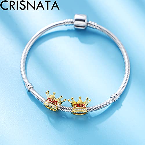 925 Sterling Silver Mothers Day Series Charms - Artist, Autism, Mother Daughter & Baby Foot Charms, Mom Crown & Nana Beads - Fits European Bracelet or Necklace - Gifts for Family, Lovers & Friends - color: Gold Mom Crown Charm