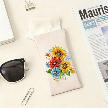 Diamond Art Painting Eye Glass Bag PU Sunglasses Glasses Storage Bag Built-in Glasses Cloth Press Automatic Closure - color: 2pcs-04