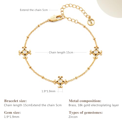 Cicy Bell Hand Chain Bracelets for Women 18K Gold Plated | Layered Stackable Dainty Ring Bracelets, Adjustable Satellite Bead Dot Link Finger Bracelets - color: Style I-Gold