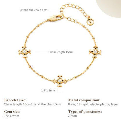 Cicy Bell Hand Chain Bracelets for Women 18K Gold Plated | Layered Stackable Dainty Ring Bracelets, Adjustable Satellite Bead Dot Link Finger Bracelets - color: Style I-Gold