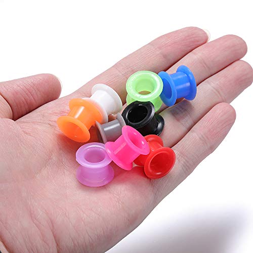 PunkTracker 18 Pairs 3-25mm Acrylic Screw Ear Tunnels | Thick Silicone Double Flared Ear Gauge - style: Gauge=6g(4mm)