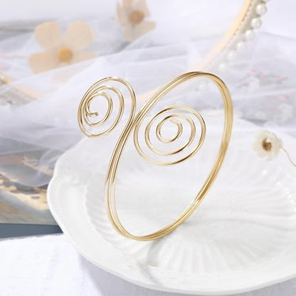 Harry and Henry Arm Cuff Gold Upper Arm Jewelry for Women Adjustable Open Cuff Bangle Bracelets Armband Jewelry Summer Outfits for Women 2026 - color: D1:Gold Arm Cuff