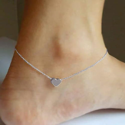 Gold Anklets Bracelets for Women,925 Sterling Silver Waterproof Dainty Heart Anklet Snake Chain Link 14K Gold Plated Non Tarnish Ankle Chain Summer Beach Foot Jewelry Graduation Wedding Gifts - color: Heart