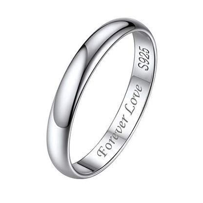 ChicSilver 2/3/5mm 925 Sterling Silver Ring Customizable Plain Dome High Polished Wedding Band Comfort Fit Size 4-12 - color: 3MM Silver-Engraving