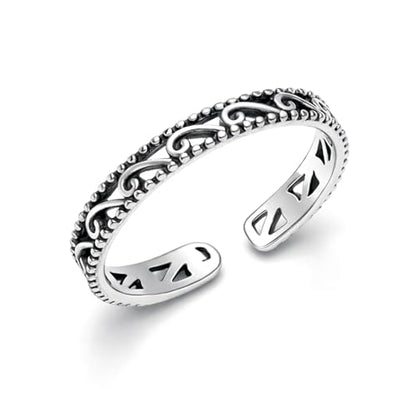LeCalla 925 Sterling Silver Minimalist Toe Rings Set Simple Open Adjustable Toe-Rings for Women - color: 10. Antique Filigree Wave (1 PCS)