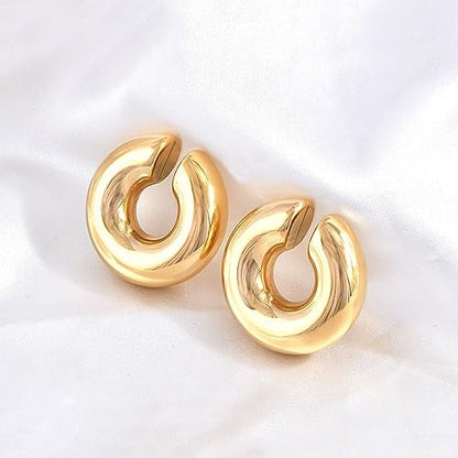 Ear Cuff Earrings for Women Chunky Ear Cuffs Non Piercing | Clip on cartilage earrings helix fake earrings jewelry trendy stuff christmas gift stocking stuffers - color: P