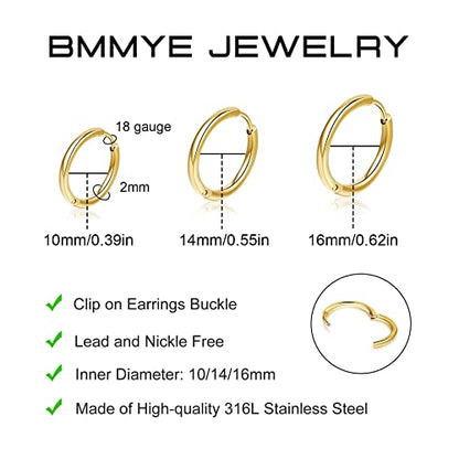 5-10 Pairs Small Gold Silver Hoop Earrings for Women, Stainless Steel Earrings Set Mens Lightweight Thin Hypoallergenic Small Hoops Set - style: 6pcs-G+S