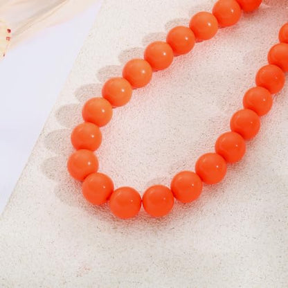 Chunky Beaded Necklace for Women 16mm Round Bead Resin Modern Statement Necklace Jewelry Accessories - color: orange