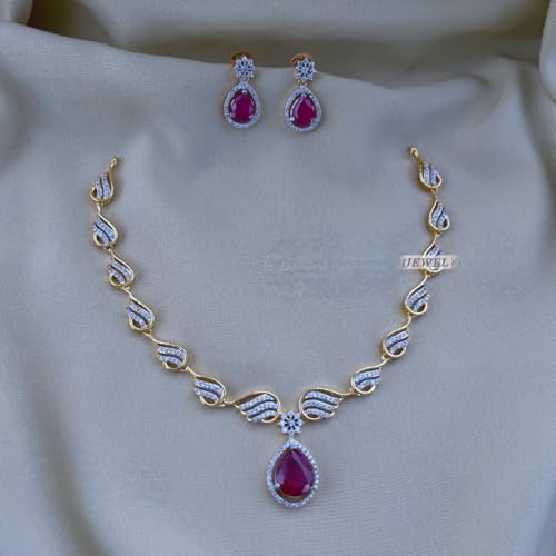 Antique Gold Plated Temple Jewellery Necklace Set with Earrings for Women, Traditional Indian Bridal Necklace Set, South Indian Choker Haram Style Jewellery Set, Ethnic Wedding Party Wear Necklace Set for Women - color: AD-Neck-126
