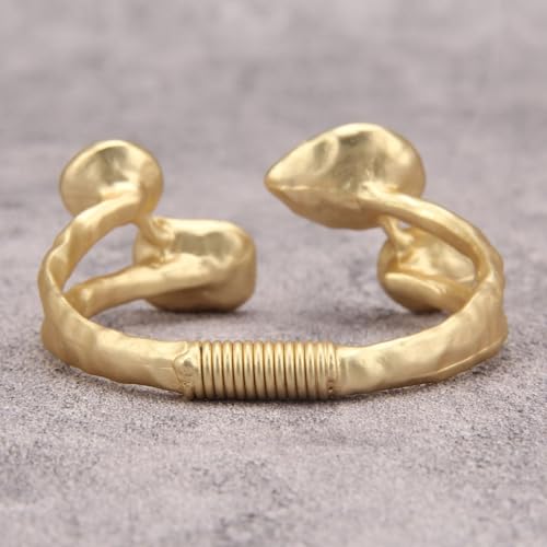 GelConnie Chunky Cuff Bangle Bracelet for Women, Statement Jewelry | Gold and Silver Tone Cuff Bangles with Resin, Crystal and Textured Accents for Party, Vacation and Dressy Looks - style: Bangle 04-Champagne Crystal