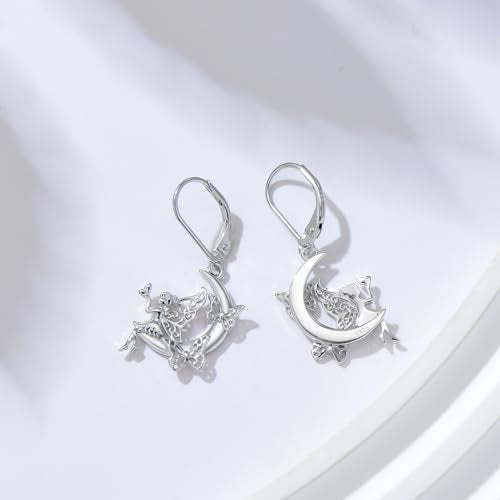 Fairy Gift Necklace/Earrings for Women 925 Sterling Silver Angel Elf Jewelry Gifts for Daughter - color: Earrings-C