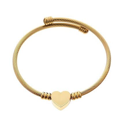 kelistom 316L Stainless Steel Love Heart Charm Bracelet for Women Romantic Gift Silver/Rose/18k Gold Plated OT Clasp Bracelets - color: Rose,Silver