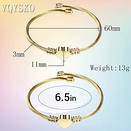 VQYSKO Heart Initials Stainless Steel Bracelet fo Woman Jewelry Gift - color: Gold X