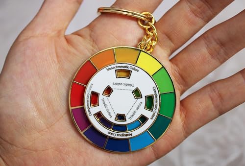 Color Wheel Pin Enamel brooch Spinning Wheel Christmas Gift art pin backpack lapel kawaii pins - style: colour wheel keychain-white+black