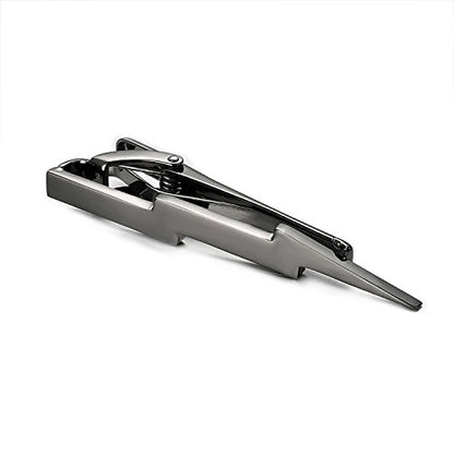 Yoursfs Lightning Bolt Tie Clip for Men Unique 316L Stainless Steel Novelty Tie Bar Super Hero Cool Tie Clips for Valentine's Day Gifts - color: Black