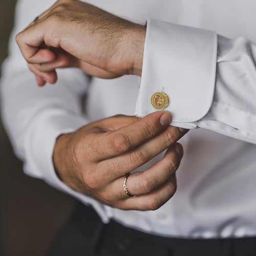 Crystal Cufflinks for Men CZ Cuff Links Sparkle Diamond Gold Ornate Cufflinks for Wedding Groom Best Man - style: Champagne