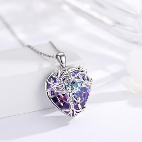 925 Sterling Silver Necklace Gifts for Women Crystal/Opal Jewelry Pendant Christmas Birthday Gift - style: 1 Child