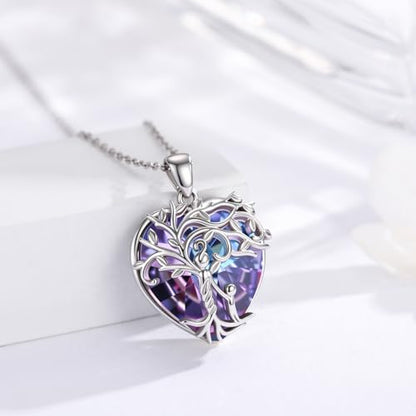 925 Sterling Silver Necklace Gifts for Women Crystal/Opal Jewelry Pendant Christmas Birthday Gift - style: 1 Child