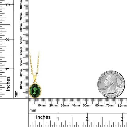 Gem Stone King 11X9MM Oval Gemstone Birthstone Pendant Necklace | 925 Sterling Silver | Solitaire Necklace For Women | With 18 Inch Chain | Fine Jewelry Gifts for Mom Women Wife Her - color: Green Mystic Quartz