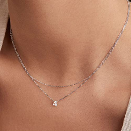 Number Necklace for Women Dainty 18K Gold Plated Pendant Necklace Charm Birth Month Personalized Jewelry Birthday Gift - color: SILVER, style: Number 17