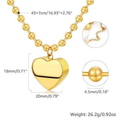 Chunky Gold Necklace for Women, 18K Waterproof Heart Necklace Statement Necklace Gold Charm Necklace Chunky Jewelry Paperclip Chain Choker Gift for Women - style: Gold Plated 3D Heart