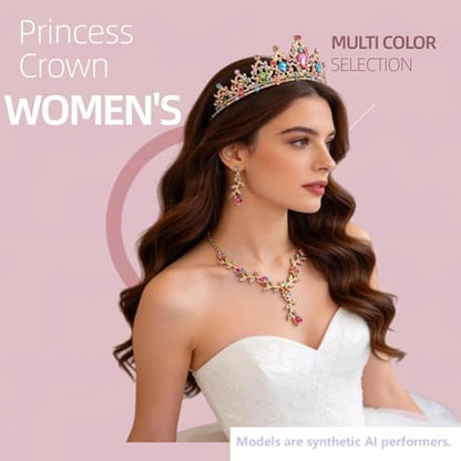 Kamirola - Queen Crown and Tiaras Princess Crown for Women Crystal Headbands for Bridal, Princess for Wedding and Party - color: GD MULIT