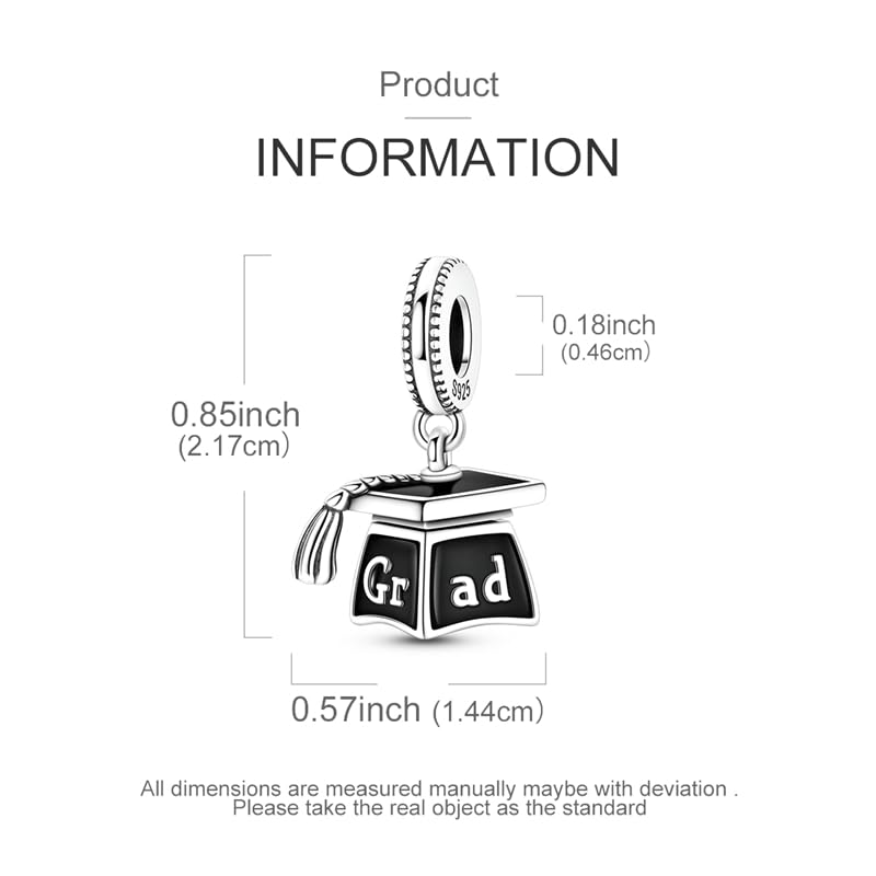 925 Sterling Silver Charms for Bracelets and Necklaces Beads Jewelry Charms for Women - color: Openable Graduation Cap Charm