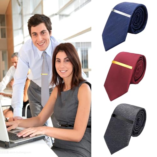 GWD Stainless Steel Tie Clips for Men Personalized Initial Tie Clip Classic Tie Bar Set - color: 3Color/Set