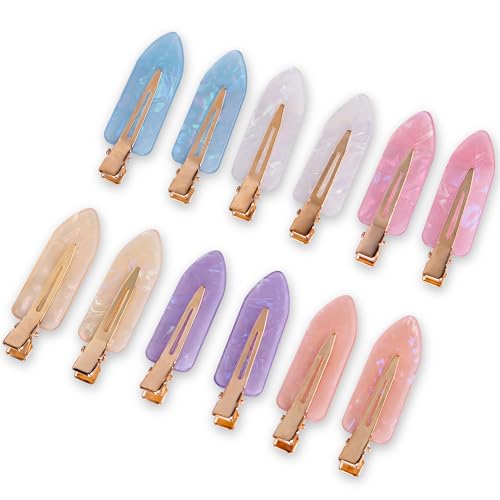 No Crease Creaseless No Bend Hair Clips For Styling Non Slip Flat Clips For Makeup Hair Accessories For Women,Pink Purple,12 PCS - color: 12P-Pink purple