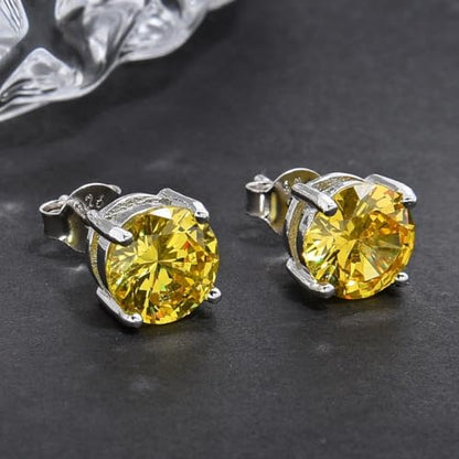 Adabele Authentic Sterling Silver Birthstone Stud Earrings 6mm 8mm Cubic Zirconia Imitation Diamond Gemstone Hypoallergenic Nickel Free Tarnish Resistant Women Fine Jewelry - color: November, size: 8mm/2 Carat/Large
