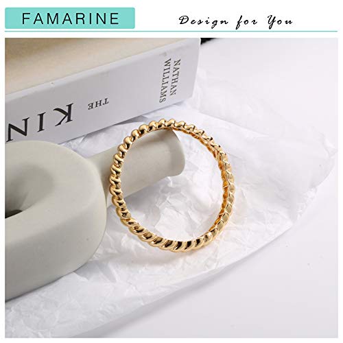 FAMARINE Gold Silver Chunky Bangle Bracelet for Women Men - style: Style K