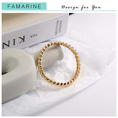 FAMARINE Gold Silver Chunky Bangle Bracelet for Women Men - style: Style K